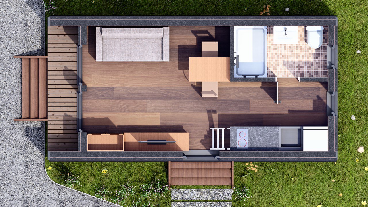 Tiny House - Casa pequeña - Casa modular - Mini casa, Casa prefabricada - 28 m² - Eficiente en energía - Modelo SIP Tiny House - Casa pequeña - Casa modular - Mini casa, Casa prefabricada - 28 m² - Eficiente en energía - Modelo SIP