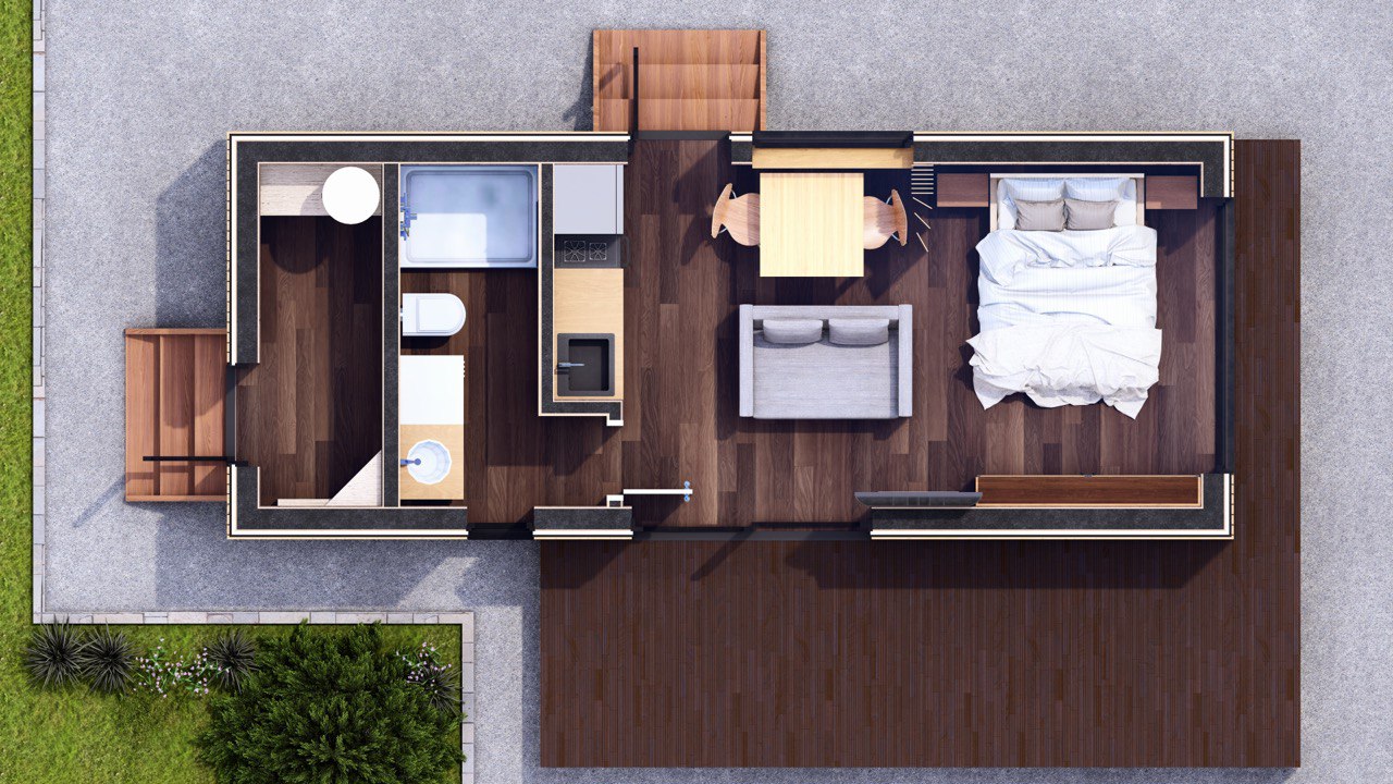 Tiny House - Casa pequeña - Casa modular - Mini casa, Casa prefabricada - 29 m² - Eficiente en energía - Modelo SIP